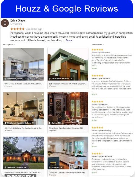 5 star google and Houzz reviews