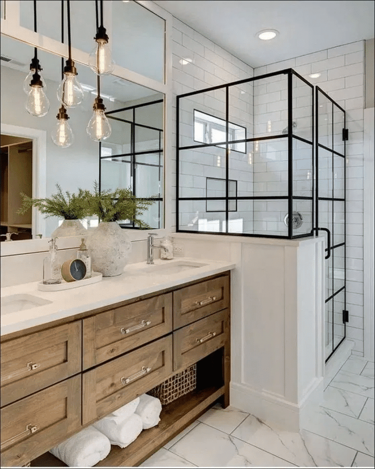 farmhouse-masterbathroom-designed-by-Gryphon-Builders Houston Builder