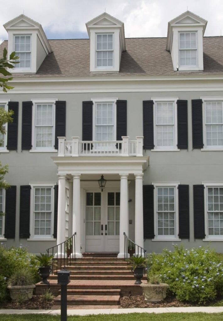 Two,Story,Colonial,Style,Home,With,Shutters